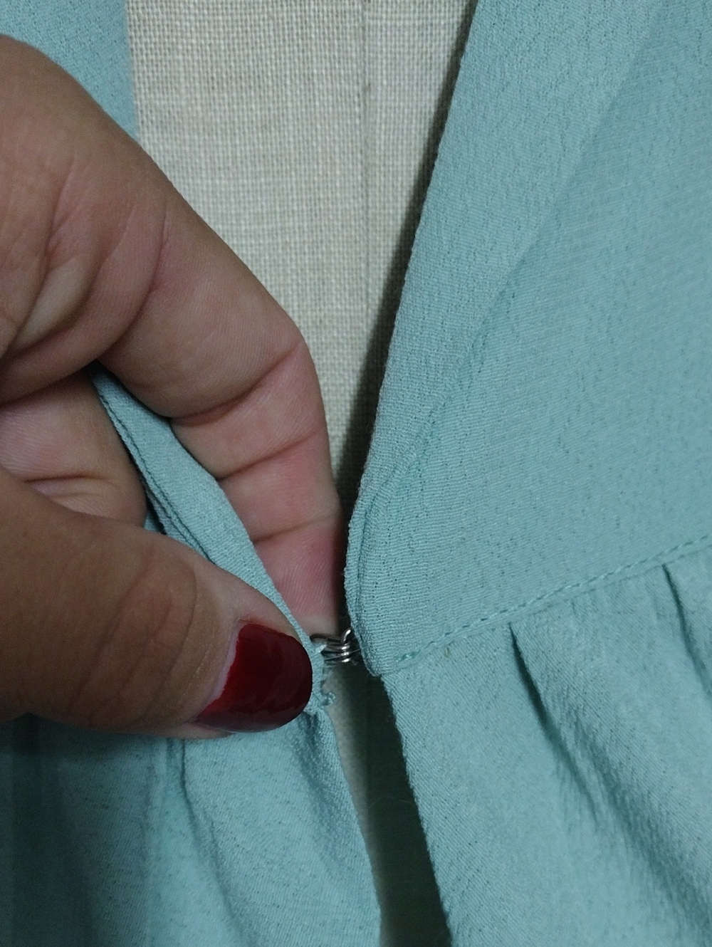 Socialite Mint Green Midi Dress with V-Neck Detail - Picture 3 of 6